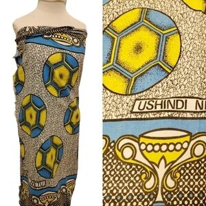 AFRICA VINTAGE Kenyan Katenge Masai Soccer Fabric Wrap Scarf Towel Pareo